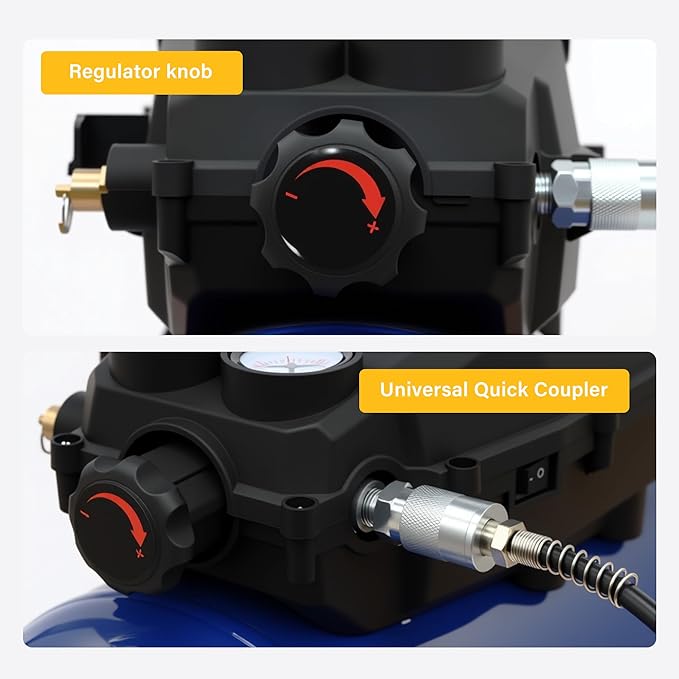 Air Compressor, 3 Gallon Max 110 PSI Portable Oil Free Tank and Ideal for Painting, Inflation and other Pneumatic Tools.