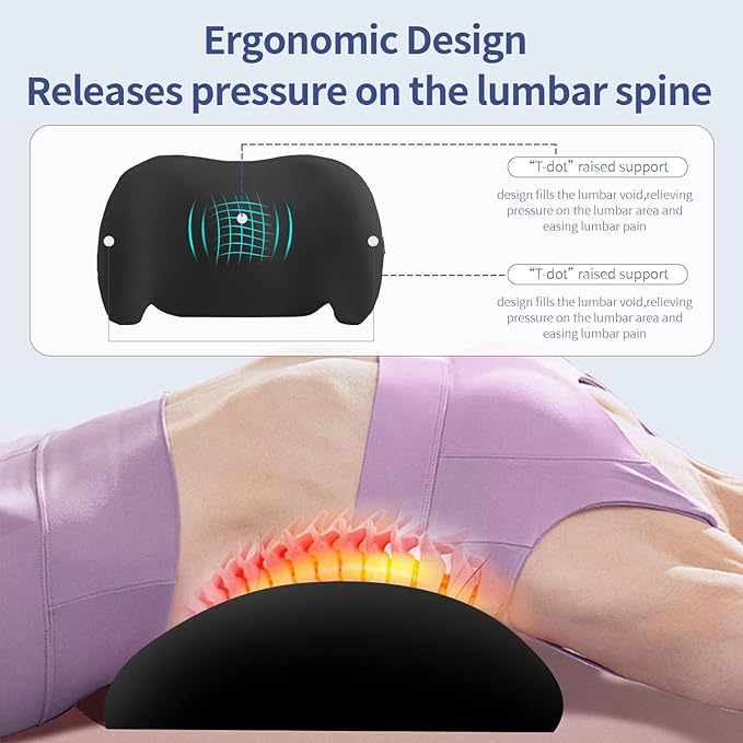 Lumbar Support Pillow for Office Chair, Car Lumbar Pillow Lower Back Pain Relief, Memory Foam Back Cushion with Adjustable Straps, Ergonomic Chair Back Pillow for Gaming Chair, Car, Bed (A-Black)