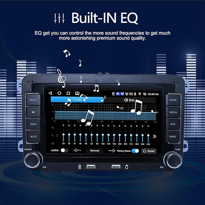 4G+64G Android13 7 Inch IPS Screen Wireless Apple CarPlay Android Auto Car Stereo for VW Jetta Seat Passat Tiguan CC Golf Skoda Radio with FM AM RDS BT GPS WiFi SWC Backup Camera MIC