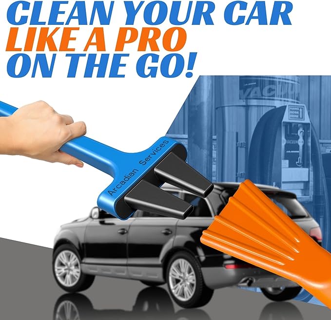Vacuum Detail Attachment Tool | All-in-One Deepcleaning Crevice Cleaner/ Ice Scraper | The Best Car Accessories & Essentials | Wet & Dry Car Detailing Kit | Truck, Auto, & RV Cleaning Supplies (Blue)