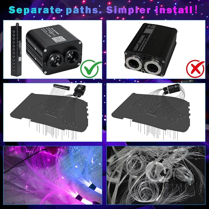 Starlight Headliner Kit,Twinkle + Music Sync Dual Color Fiber Optic Star Ceiling Lights with APP Remote Control, RGBW Shooting Star Lights for Car/Home Ceiling Decor, 600pcs 9.8ft