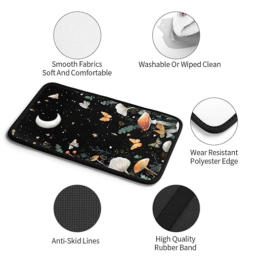 Moon Mushrooms Snails Car Auto Armrest Cushion Cover Accessories Center Console Seat Box Pad Protector Universal Decoration for Most Vehicle SUV Truck