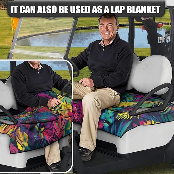Biyejit Golf Cart Seat Covers with 4 Pockets Golf Cart Seat Towel Blanket Fits 2-Seat Golf Carts, Golf Cart Accessories
