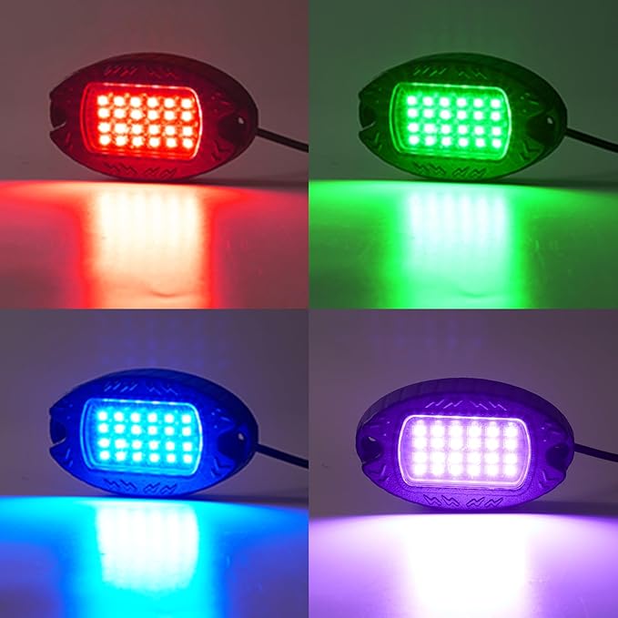 2 Pods Replacement Damaged Pod for Segmented Metal RGB LED Rock Lights 12v Underglow Light Multicolor Waterproof Neon for Jeep Trucks ATV UTV Golf Cart Offroad Pickup RZR SXS