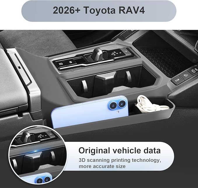 SKTU 2PCS for 2026 Toyota RAV4 Center Console Gear Shift Mat for 2026+ Toyota RAV4 (LE/SE/XLE Premium/Woodland/XSE/Limited) Console Gear Shift Mat & Gear Shift Panel 2026 RAV4 Accessories Storage Box