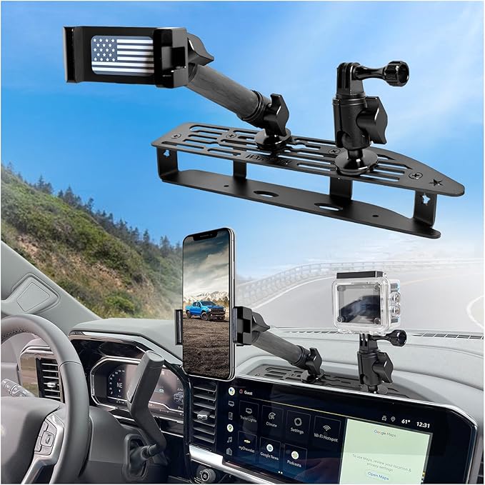 WXRYLYN 2024 2025 Silverado Sierra Metal Dash Platform Phone Mount Phone Holder for 2022-2024 2025 2026 Silverado&Sierra Cell Phone Holder Dash Phone Mount 2024 Silverado Dash Mount