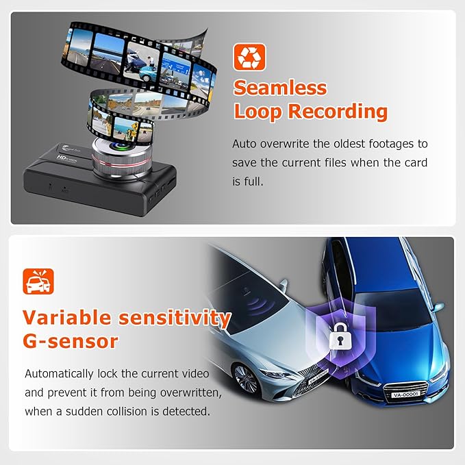 1080P Dash Cam Front and Rear with 32GB SD Card, Diamond Lark Dual Dash Camera for Cars, 3” LCD Screen Dashcam with Type-C Port, HDR, G-Sensor, Loop Recording, Parking Monitor, Night Vision