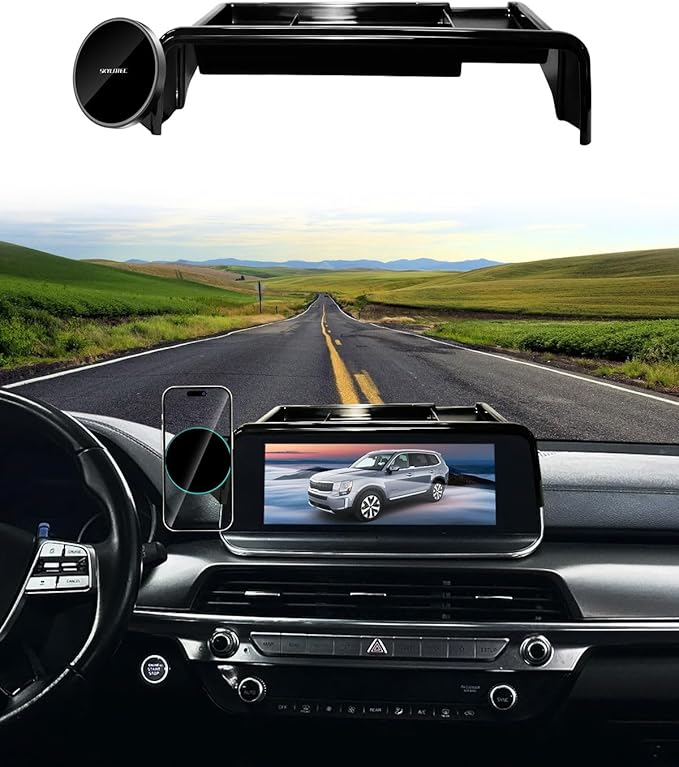 Phone Holder for Kia Telluride 2020-2022 Accessories 10.25-Inch Screen Fixed Clip, Car Magnetic Phone Mount Compatible with MagSafe, Strong Magnets Wireless Charger Telluride Cell Phone Mount Base