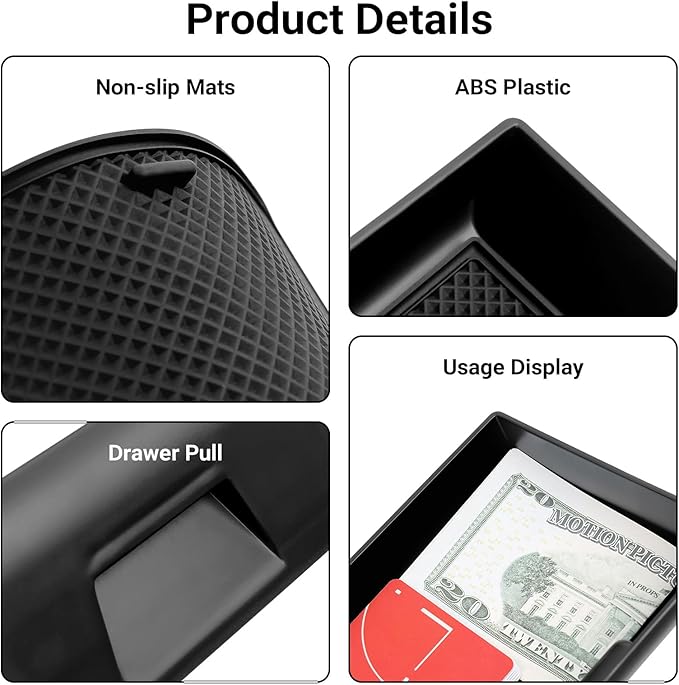 Hellet Center Console Organizer Storage Drawer Compatible with Toyota 2014-2020 2021 2022 2023 2024 4Runner Interior Accessories 2-piece Set Storage Box Insert Organizer Tray