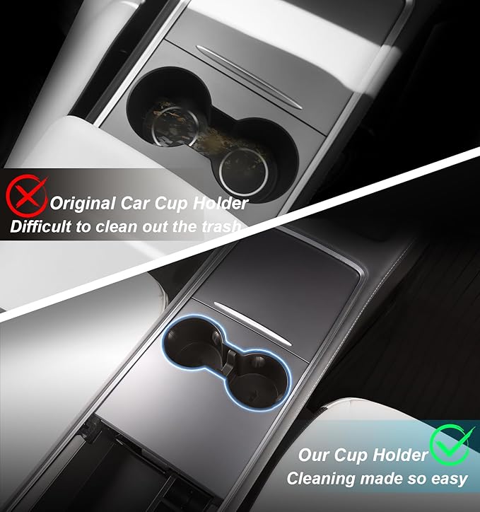 WinDu 5PCS Model 3 Model Y Center Console Organizer Tray Compatible for Tesla 2021-2024 Model Y and 2021-2023 Model 3 Accessories Armrest Hidden Box Storage Tray Cup Holder Camera Cover