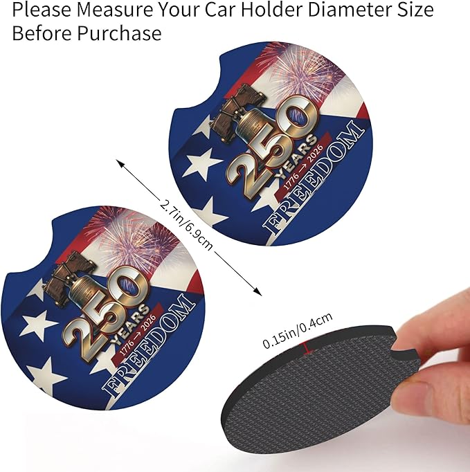 Anniversary American Flag Steering Wheel Cover Anniversary American USA Flag Steering Wheel Cover Car Men Breathable Universal for 14-15 Inch Anti-Slip 2 Pieces Car Coasters