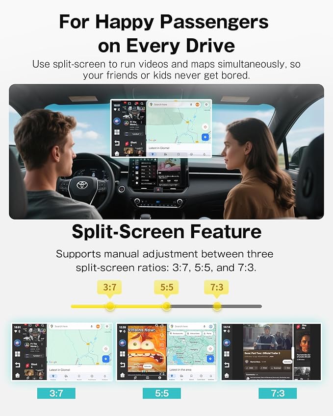 OTTOCAST 2025 Wireless CarPlay & Android Auto Adapter,Android 13 Magic CarPlay Box for Netflix/YouTube/TikTok +,FOTA Update,Split Screen,Plug & Play,Auto Bluetooth Connection,App Download,E2