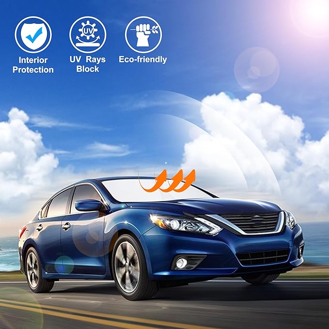 Windshield Sun Shade Custom Fit for 2013-2018 Nissan Altima Sedan Accessories Foldable Sunshade Sun Blocker Protect Car from Sun Rays & Heat Damage Keep Car Cooler