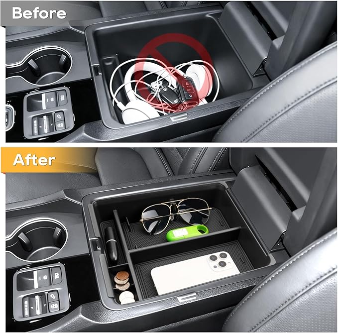 Center Console Organizer for 2026 Honda Passport Trailsport/2023 2024 2025 Honda Pilot/Ridgeline Accessories-Interior Center Cup Holder Insert & Wireless Charging Non-Slip Mat Armrest Storage Box 3PCS