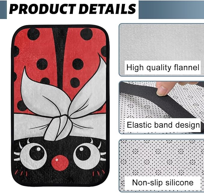 Red Ladybug Auto Center Console Pad Convenient Arm Rest Lid Cushion Anti-Slip Washable Car Armrest Seat Box Cover Accessories Universal Fit Sedans,Cars,Vans,SUV,Truck