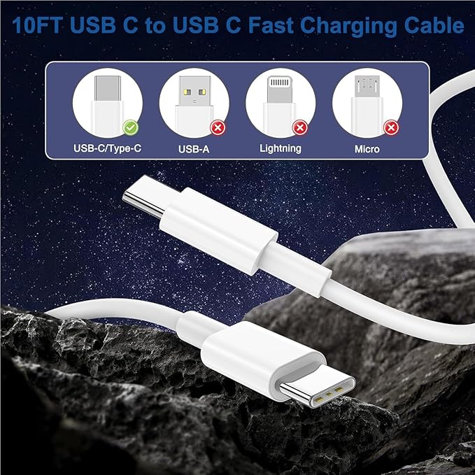 iPad Fast Charger,2Pack iPad Pro Charger 10FT Long USBC to C Cable Cord 20W USB C Charger i-Pad Charging Block for iPad 10,i-Pad Mini 6/7,iPad Air/iPad Pro 13/12.9/11inch 2020/2021/2022/2024