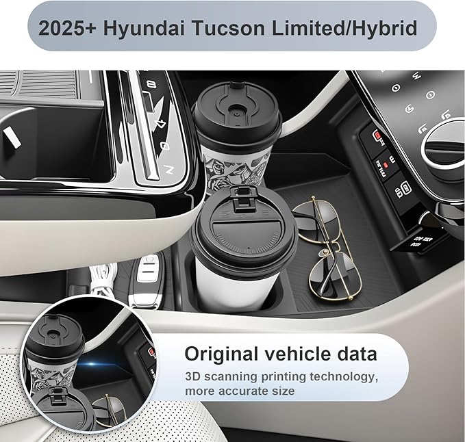 SKTU 2025 2026 Tucson Center Console Organizer for 2025 2026 Hyundai Tucson Limited/Hybrid Console Tray Hyundai Tucson 2025 2026 Accessories Lower Console Tray with Cup Holder (Limited/Hybrid Only)