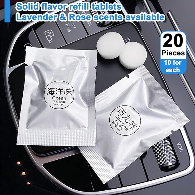20 Pack Lavender & Rose Car Air Freshener Refill Fragrance Tablets, Car Scents Pads for Car Air Freshener Vent Clips