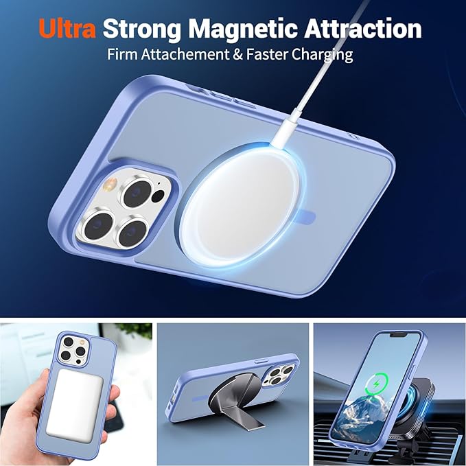 SUPFINE Magnetic for iPhone 12 Pro Max Case (Compatible with MagSafe) (Military Grade Drop Protection) Slim Translucent Matte Shockproof with Anti-Fingerprint Phone Case,Blue Purple