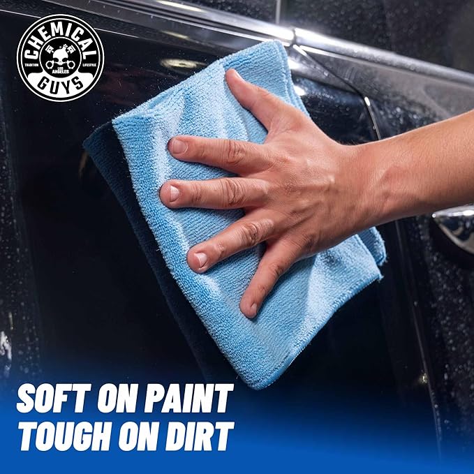 Chemical Guys Workhorse Professional Microfiber Towels, Blue - 6 Pack Ultra-Soft Blend Detailing Towels for Wax, Glaze, Interior, Glass & All-Purpose Cleaning 16" x 16"