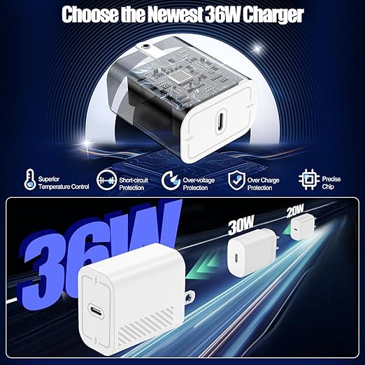 40W USB C Fast Charger for iPhone 17/ Air/16/15 Pro Max,2Pack 10FT Type C Charger Block & Cable, PD 3.0 Super Fast Charging for iPad Pro MacBook Air/Pro M1/M2, AirPods