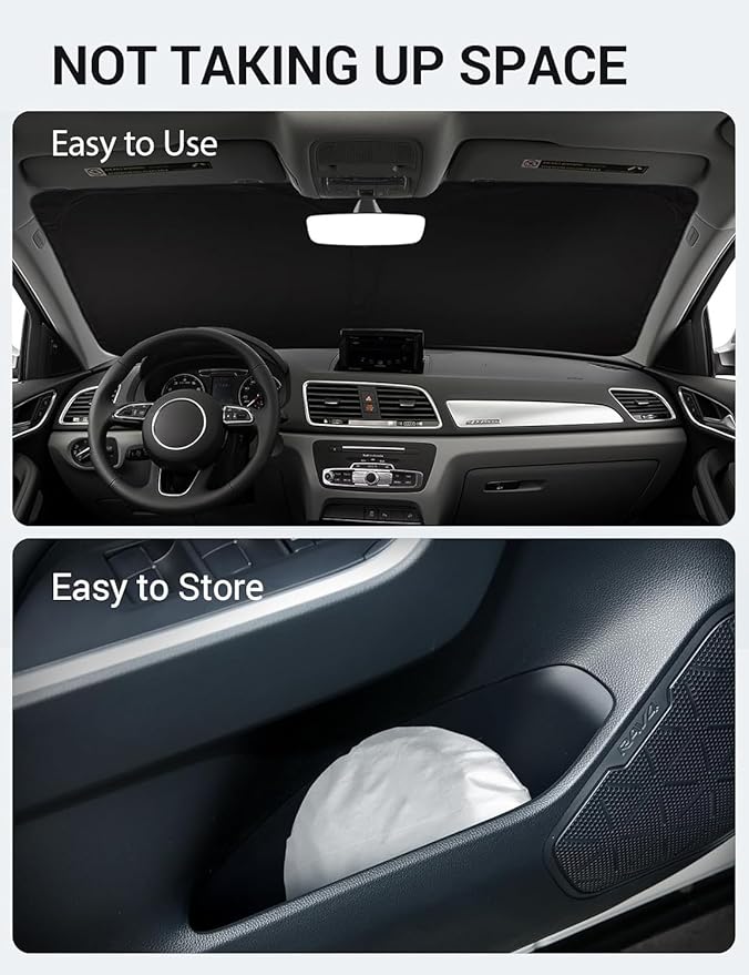 Proadsy 2026 Upgrade Windshield Sun Shade Custom Fit 2013-2018 Audi Q3 Foldable Front Sunshade Protector Sun Visor Blocks UV Rays Keep Car Cooler