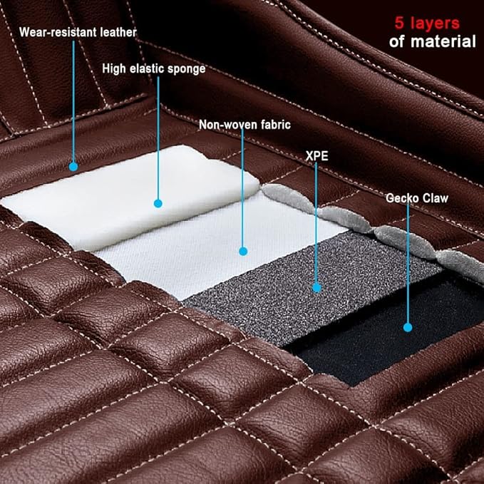 Custom Car Floor Mats Custom Logo/Pattern for SUV Van Truck Sedan Coupe Car Mats Full Surrouded Floor Mat All Weather Waterproof and Anti-Slip Protection Car Floor Liners(Black Beige)