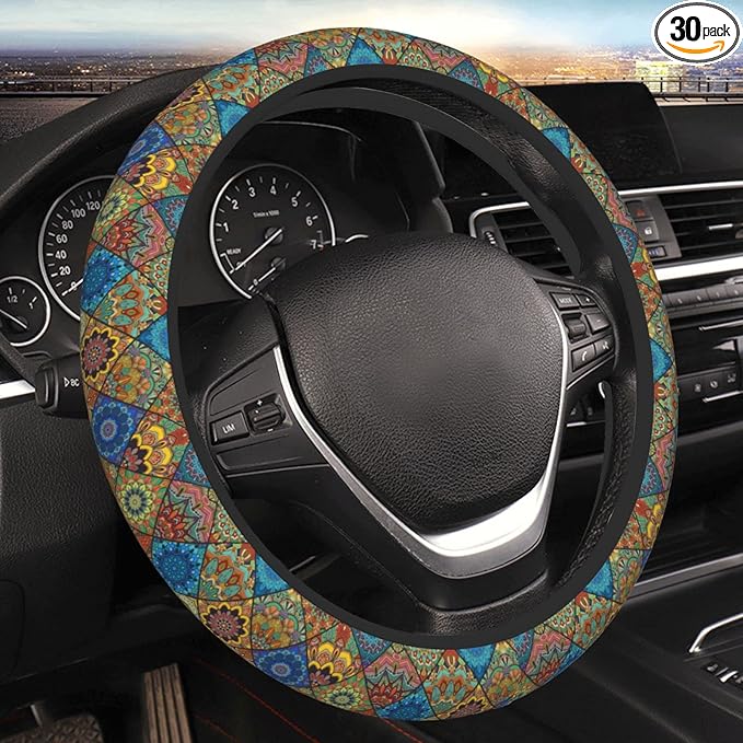 Boho Mandala Auto Car Steering Wheel Cover Universal 15 Inch Neoprene Interior Decor Protection Accessories