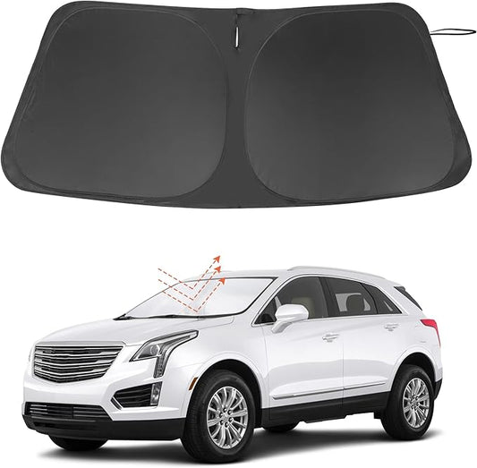 Windshield Sun Shade Custom Fit for 2017-2024 2025 2026 Cadillac XT5 Accessories Foldable Sunshade Sun Blocker Protect Car from Sun Rays & Heat Damage Keep Car Cooler
