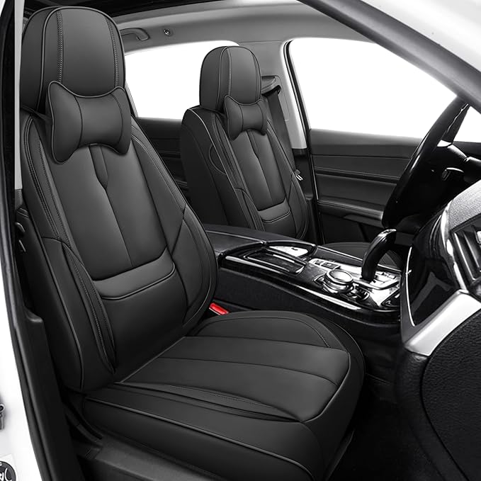 Fit for 98% of Mercedes Benz Car Seat Covers with Headrests, Premium Nappa Leather Seat Cover, Fully Wrapped Protect Modern Style Seat Cover (2-Seat Luxury, Classic Black)