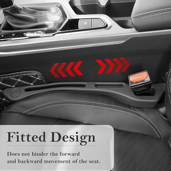 Car Seat Gap Filler 2-Pack, Universal Car Seat Gap Filler Organizer, Seat Gap Plug – Fills Gap Between Seat & Console (Premium Black)