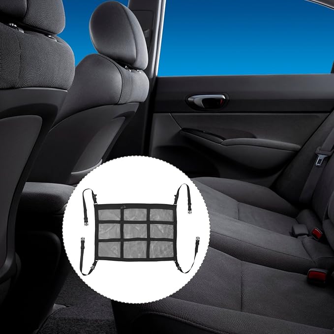 UPKOCH Car Roof Storage Bag with Double Zipper, 70x50cm Black Strap Car Ceiling Net Organizer Pouch for SUV and Truck Cargo, Sturdy Interior Auto Storage Solution for Travel and Camping