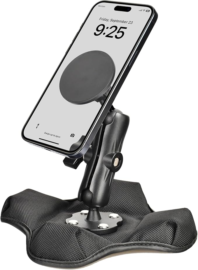 VAUBORTTI Magnetic Phone Holder for Desk&Car Dash,Aluminum Arm, Non-Slip Beanbag Base, 360° Rotation at 3 Points, Compatible with MagSafe iPhone 12-16 Series, Fits RAM B Size 1" Ball