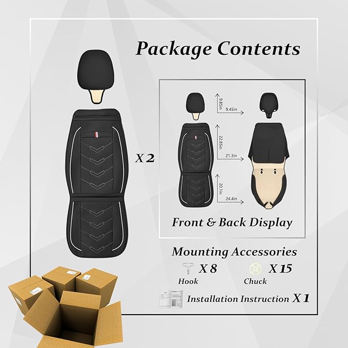 Car Seat Cover for Ford Explorer 2000-2025, Waterproof Durable Compatible Airbag, Premium Leather Seat Protector(2 Seats Standard,Black White)