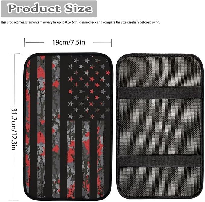 JoyLamoria Camou American Flag Auto Center Console Pad Cover Patriotic Car Armrest Cushion Soft Handrail Box Protector Universal