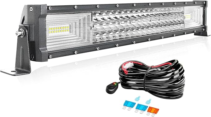 AUXTINGS 22 inch 270W Triple Row LED Light Bar Work Light Spot Flood Beam with Wiring Harness kit Switch for Trucks Tractor 4X4 Jeep Boat Off Road Auto Fog Driving Lamp 12V 24V Waterproof IP67