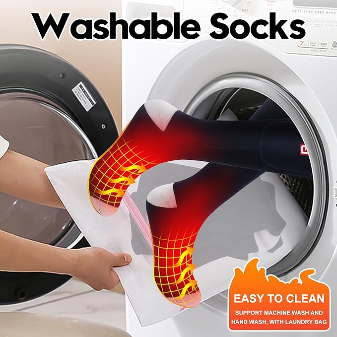 Autocastle Heated Socks for Men Women - Rechargeable Battery Electric Socks for Chronically Cold Feet - Winter Warm Thermal Washable Unisex Foot Warmer for Hunting Skiing Cycling