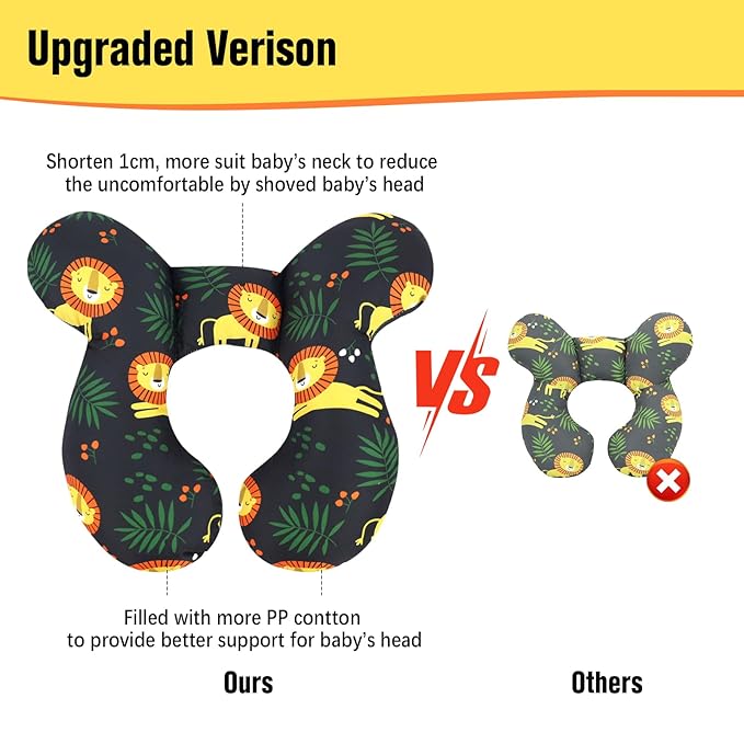 KAKIBLIN Baby Neck Pillow, Upgraded Baby Support Pillow,Neck Support Pillow for Carseat, Newborn Neck Support for Car Seat, Stroller, Pushchair,Travel