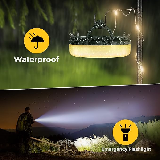 OGERY 3-Pack Camping String Lights, 4 in 1 Quick Storage 32.8FT Rechargeable Tent Lights String with 8 Lighting Modes, Hanging Waterproof Portable LED Lamp for Outdoor Patio Awning Party Essentials