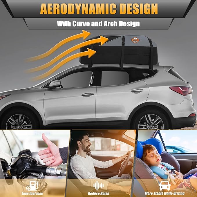 Sailnovo Car Rooftop Cargo Carrier Roof Bag 15 Cubic Feet Waterproof Car Top Carrier, Fits Most Vehicle with/Without Rack, Include Anti-Slip Mat,4 Reinforced Straps,4 Door Hooks