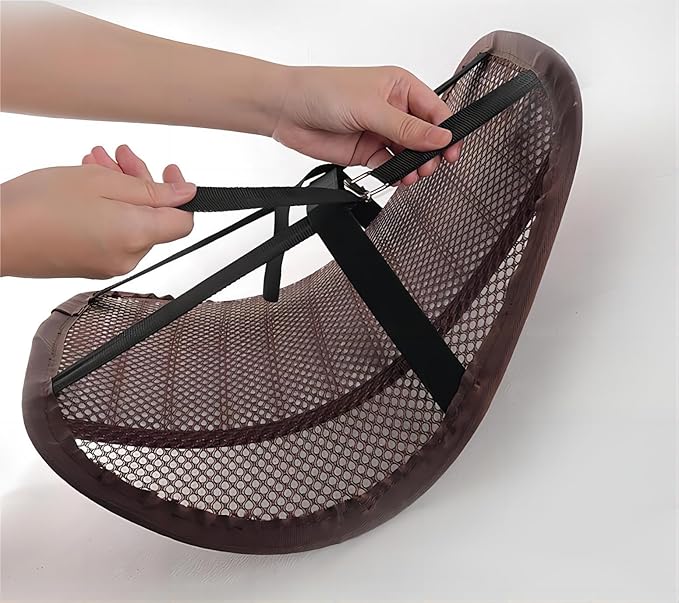 Premium Car Interior Back Support - Versatile Lumbar Cushion for Driver Seat with Breathable Fabric and Adjustable Strap. (1, Brown)