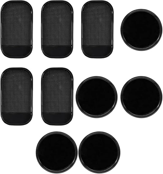 10PCS Silicone Car Dashboard Non-Slip Mats, Multi-Functional Auto Magic Gel Cell Phone Holder, Removable Car Dashboard Sticky Pad for GPS, Key, Sunglasses, Radar Detector