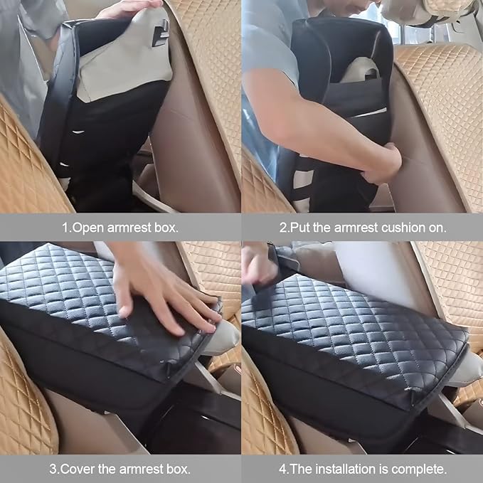 zipelo Car Armrest Cushion, Carbon Fiber Leather Auto Center Console Pad, Memory Foam Armrest Box with Storage Bag, Hand Rest Pillow with Organizer Pockets, Universal Fit for Most Vehicles (Blue)