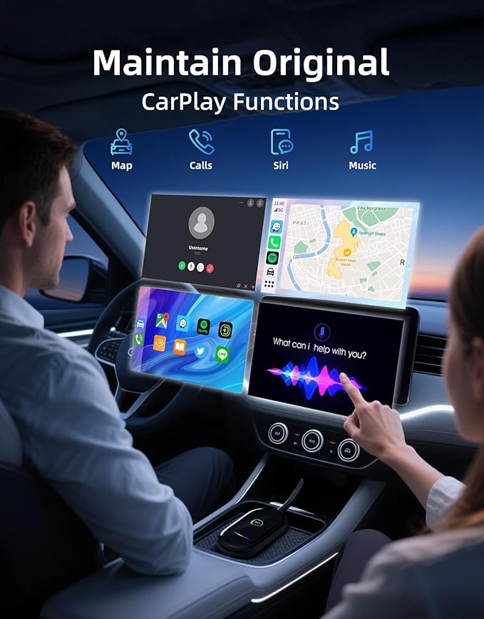 Wireless CarPlay & Android Auto Adapter – Fast & Stable Wireless Upgrade, Converts Wired CarPlay to Wireless, Plug & Play, No Delay, Compatible with iPhone 6+ & 800+ Cars (2016 & Newer)