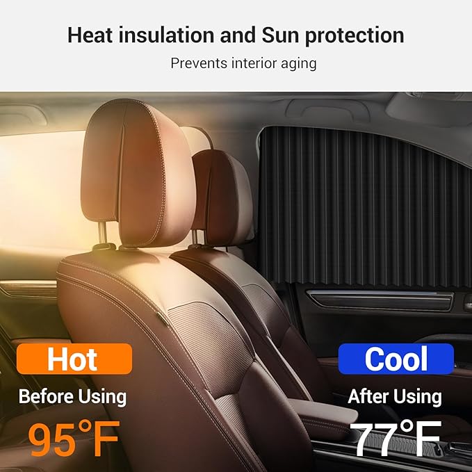 ZATOOTO Car Window Shades for Side Window 4 Pack Magnetic Car Curtains for Privacy Car Window Covers Blackout Blinds Upgrade to a Classy Ride for Camping Sleeping