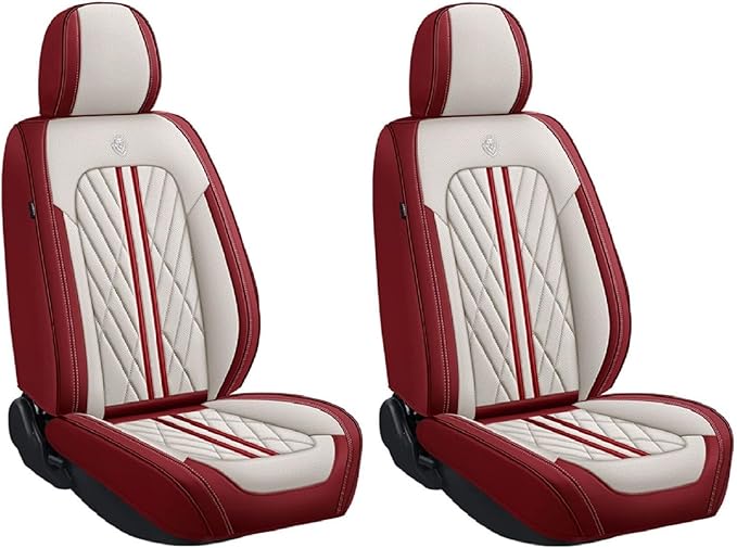 Premium Nappa Leatherette Car Seat Cover Set Custom Fit for Honda CR-V CRV 2000-2023 2024 2025 2026 Water-Proof Breathable Faux Leather Seat Cushion Protectors (Front 2 Seats,Beige Red)