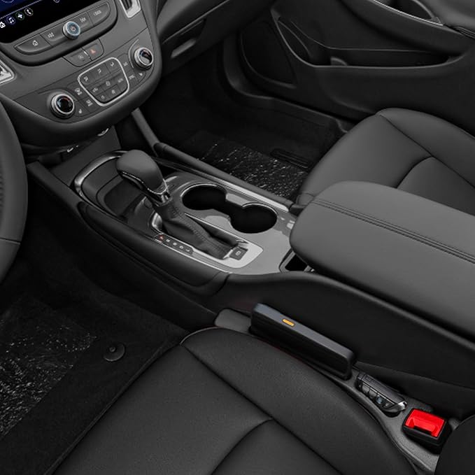 Car Seat Gap Filler Organizer Compatible with Chevy Trax Malibu Equinox Accessories Seat Gap Plug Blocker with Storage Slot Non-Slip Car Cup Holder Coaster Black