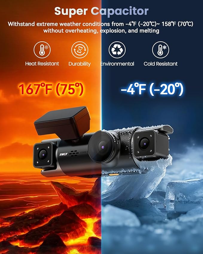 IIWEY 4 Channel Dash Cam 360° View, STARVIS 2 Front 2.7K Rear 2K Inside 1080P x2, 8IR LEDs Night Vision 3.0, PlateTag AI for Plate Clarity, 5GHz WiFi GPS, Voice Control, 24/7 Parking Mode, 128GB Card