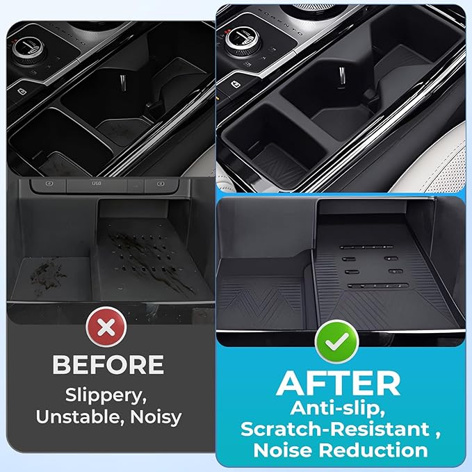 VONAX Cup Holder Insert & Wireless Charging Pad Protector Compatible with KIA Sorento 2026 2025 2024 2023 2022 2021, Center Console Cup Holder & Wireless Charging Mat for Sorento Accessories, Black