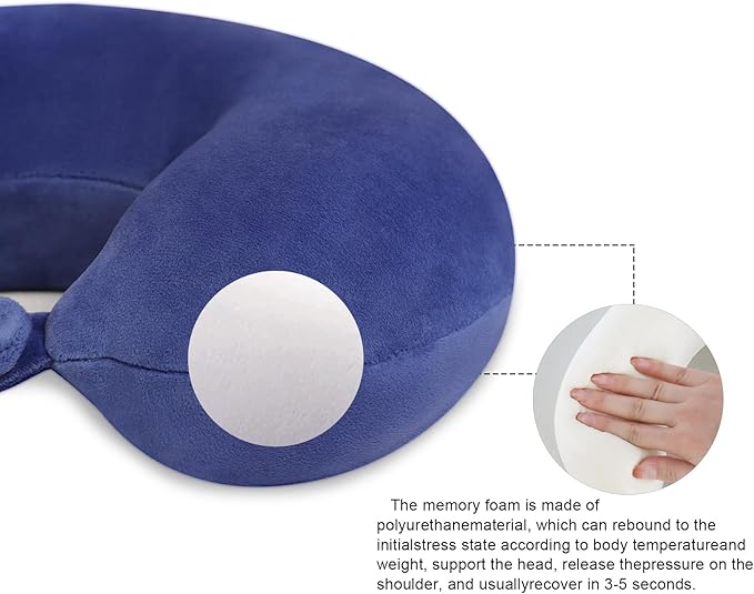 Travel Pillow Neck Pillow for Airplanes Memory Foam Neck Pillow for Traveling, Car, Home, Flight Portable Pillow for Sleeping Provide Head Neck Support Rest